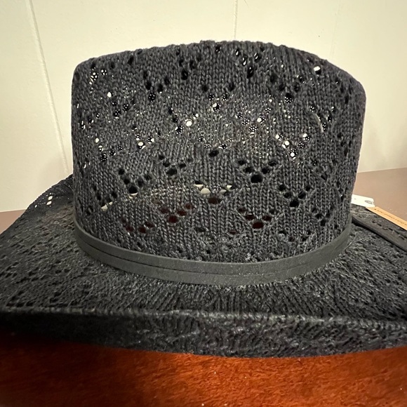Anthropologie Cheveux Corp. Crochet Belted Rancher hat in black - Picture 8 of 11